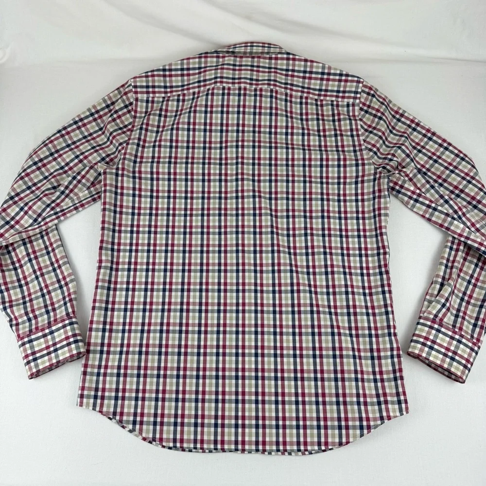 Banana Republic Untucked Fit Non-Iron, Slim Fit M Red/White/Blue Button-up Shirt